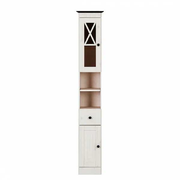 84x125x35 Landhaus Badschrank Schmal In Weiß – Keltor 5