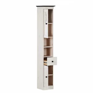 84x125x35 Landhaus Badschrank Schmal In Weiß – Keltor 18