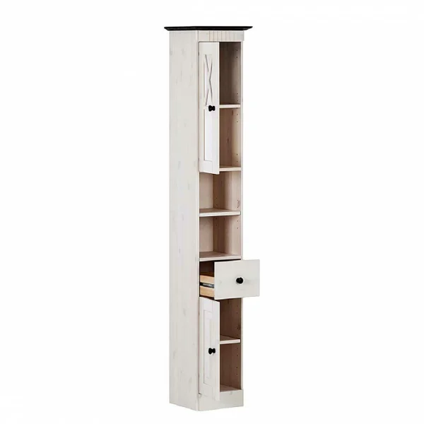 84x125x35 Landhaus Badschrank Schmal In Weiß – Keltor 7