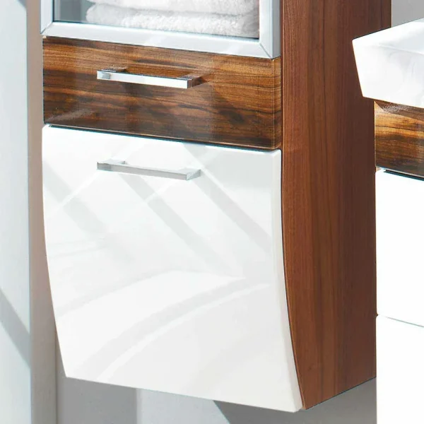 Bad Glastür Hochschrank Badajoz Mit Schublade Und Klappe 4