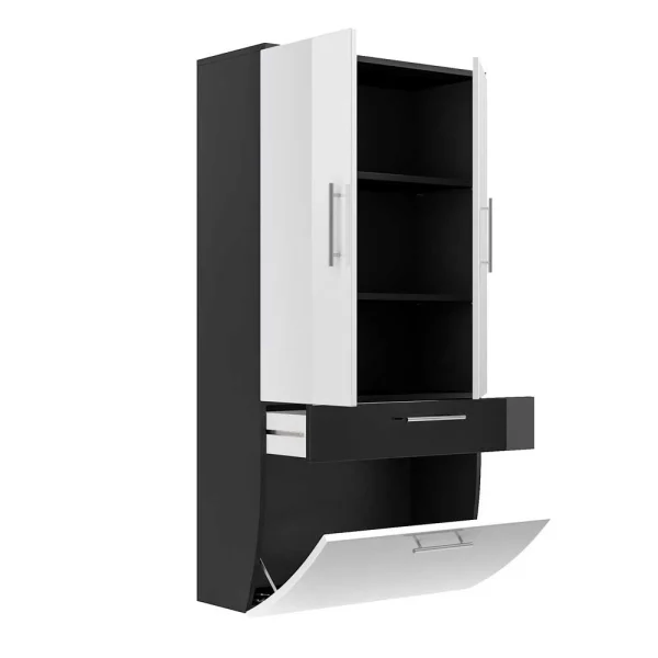 Bad-Hochschrank Vilias Mit Doppeltür Schublade Klappe 7