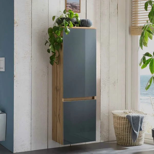 Bad Midischrank In Grau Glas Beschichtung – Anviletca 3