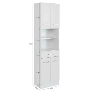 Badezimmer Hochschrank 4-türig & 2 Fächer – Skiranov 18