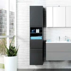 Badezimmer Hochschrank Blaxin In Anthrazit Hochglanz 9