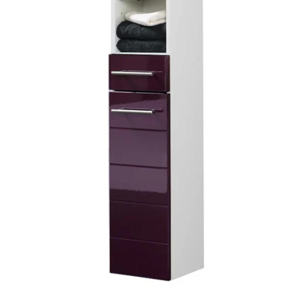 Badezimmer Hochschrank Laydia In Aubergine Hochglanz 5
