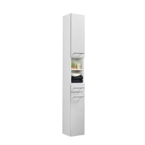 Badezimmer Hochschrank Veverino In Hochglanz Weiß 8