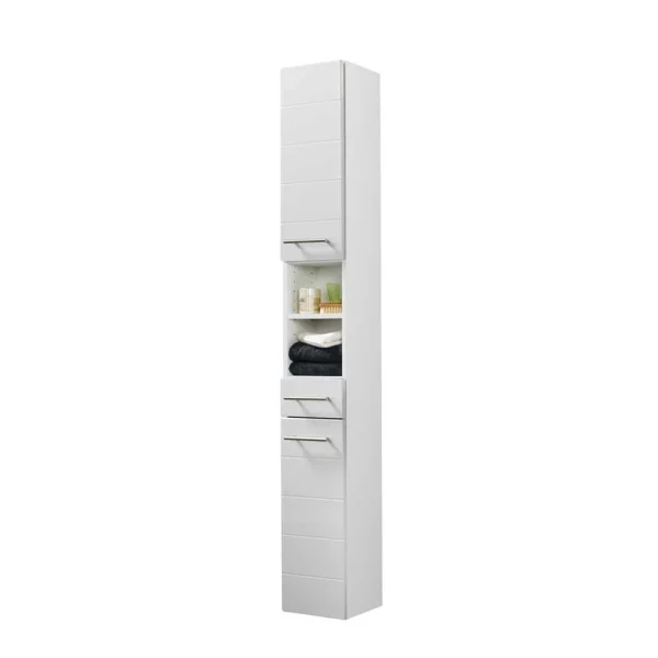 Badezimmer Hochschrank Veverino In Hochglanz Weiß 1