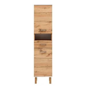 Badezimmer Hochschrank In Eiche NB Mit Weiß – Voinla 12