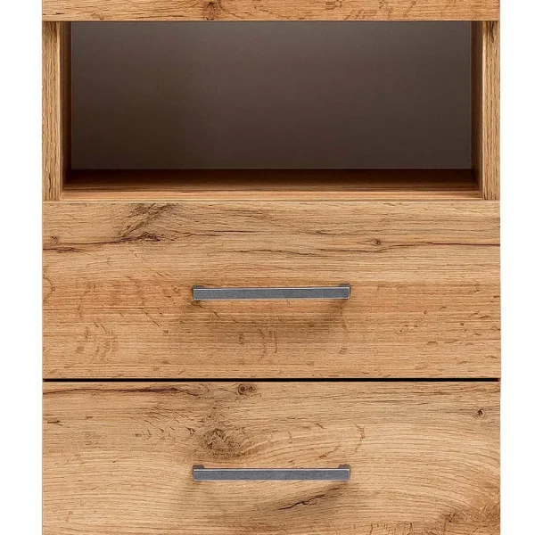 Badezimmer Hochschrank In Eiche NB Mit Weiß – Voinla 7