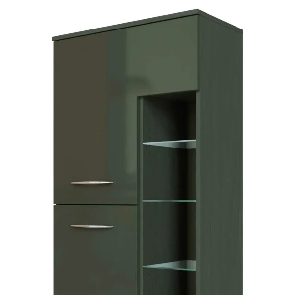 Badezimmerschrank 2-türig & Regal Bereich Mladen In Dunkelgrau Hochglanz 4