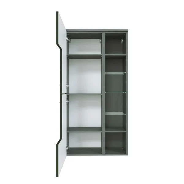 Badezimmerschrank 2-türig & Regal Bereich Mladen In Dunkelgrau Hochglanz 5