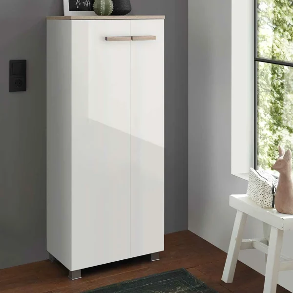 Badezimmerschrank In Weiß Hochglanz & Eiche – Vauflos 4