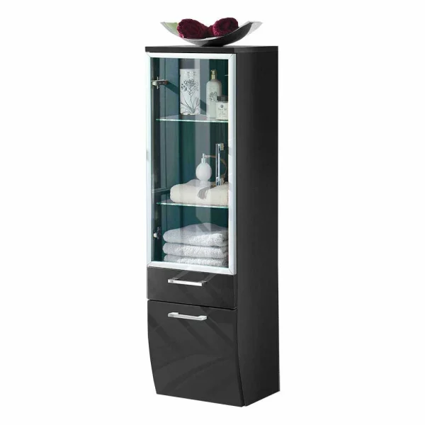 Badschrank Boisan Mit Glastür Und Schublade 40cm Breit 1
