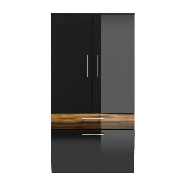 Breiter Bad Hochschrank Lieda In Hochglanz Anthrazit Walnuss 5