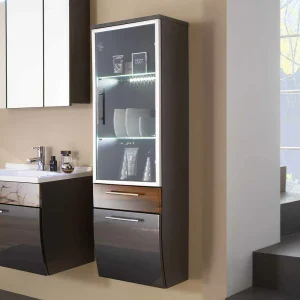 Hochglanz Bad Hochschrank Lieda In Anthrazit Und Walnuss 10