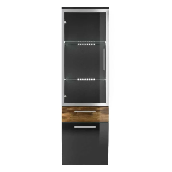 Hochglanz Bad Hochschrank Lieda In Anthrazit Und Walnuss 7