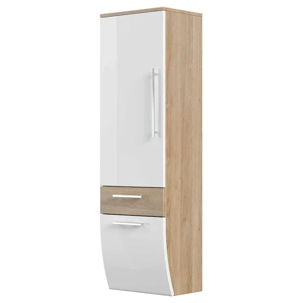 Hochglanz Badezimmer Hochschrank Trahova 1-türig Schublade Klappe 1