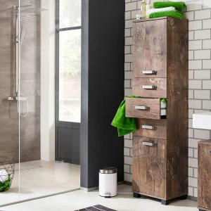 Hoher Badezimmerschrank Mit 3 Schubladen – Fleminos 10