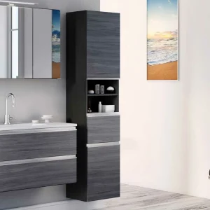 Moderner Bad Hochschrank In Eiche Grau – Nitusa 10