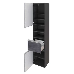 Moderner Bad Hochschrank In Eiche Grau – Nitusa 12