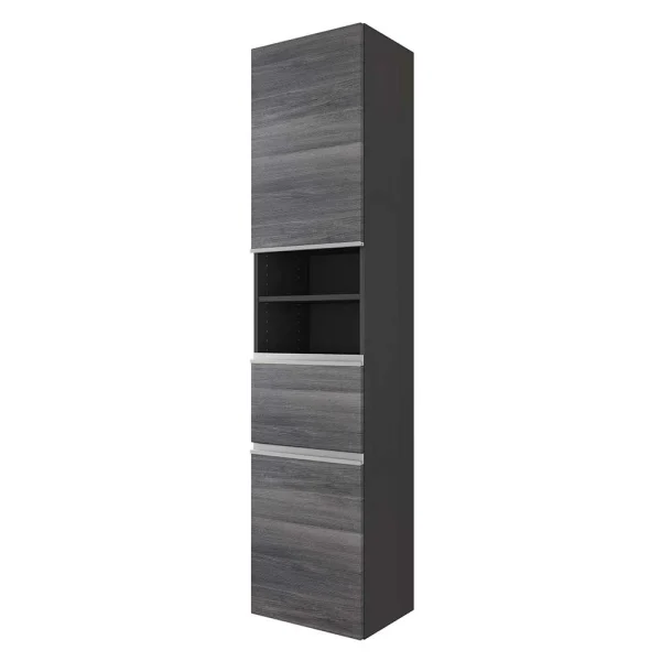 Moderner Bad Hochschrank In Eiche Grau – Nitusa 1