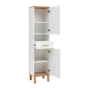 Skandi Bad Hochschrank In Weiß Glanz – Utiona 16