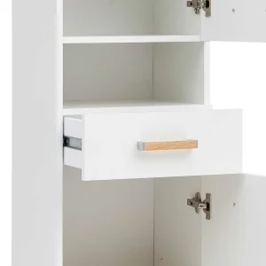 Skandi Bad Hochschrank In Weiß Glanz – Utiona 18