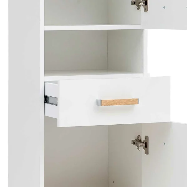Skandi Bad Hochschrank In Weiß Glanz – Utiona 7