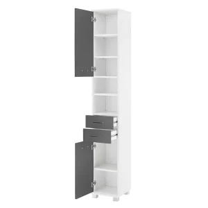 Stauraum Badschrank In Weiß Grau – Mirista 12