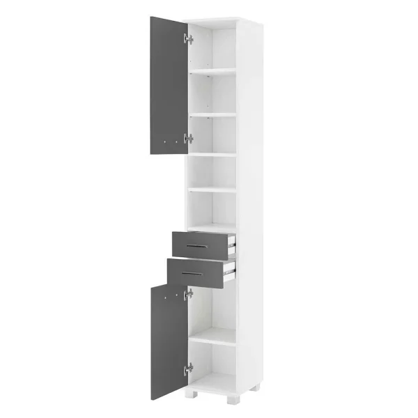 Stauraum Badschrank In Weiß Grau – Mirista 4
