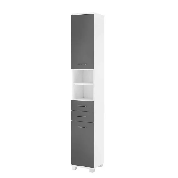 Stauraum Badschrank In Weiß Grau – Mirista 1