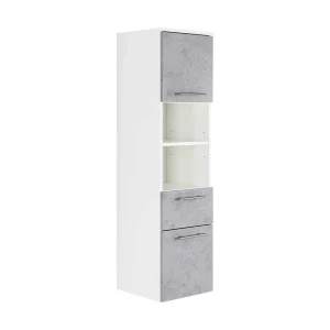 Wand Badschrank In Hellem Beton Grau Dekor – Rinessa II 10