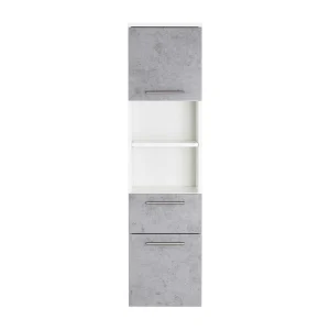 Wand Badschrank In Hellem Beton Grau Dekor – Rinessa II 12