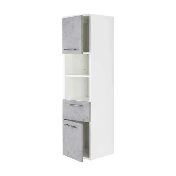 Wand Badschrank In Hellem Beton Grau Dekor – Rinessa II 6