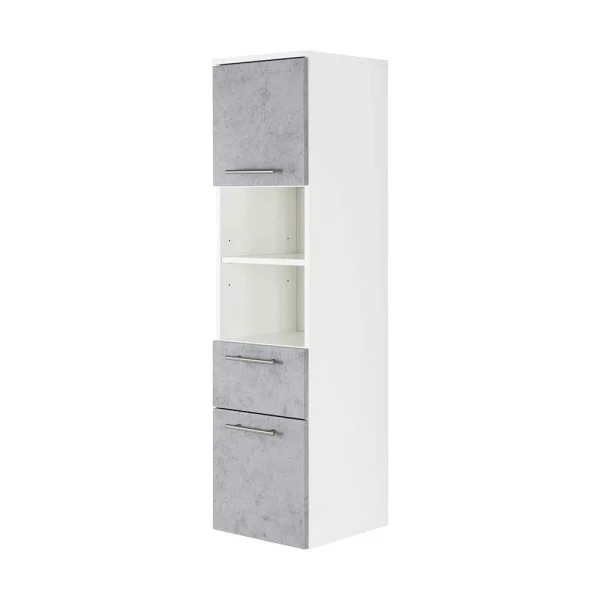 Wand Badschrank In Hellem Beton Grau Dekor – Rinessa II 1
