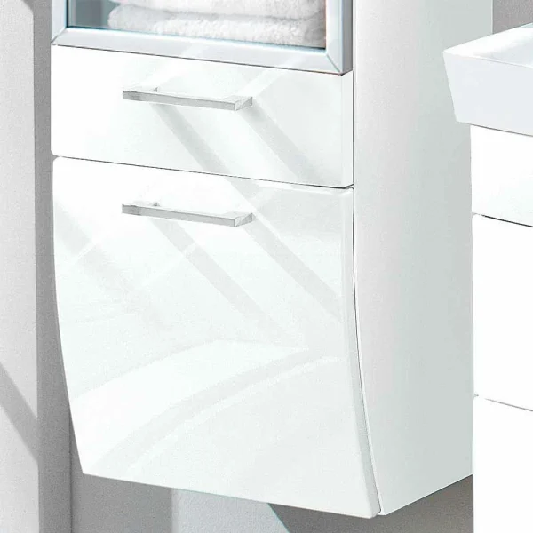 Weißer Bad Hochschrank Boisan Mit Glastür 3