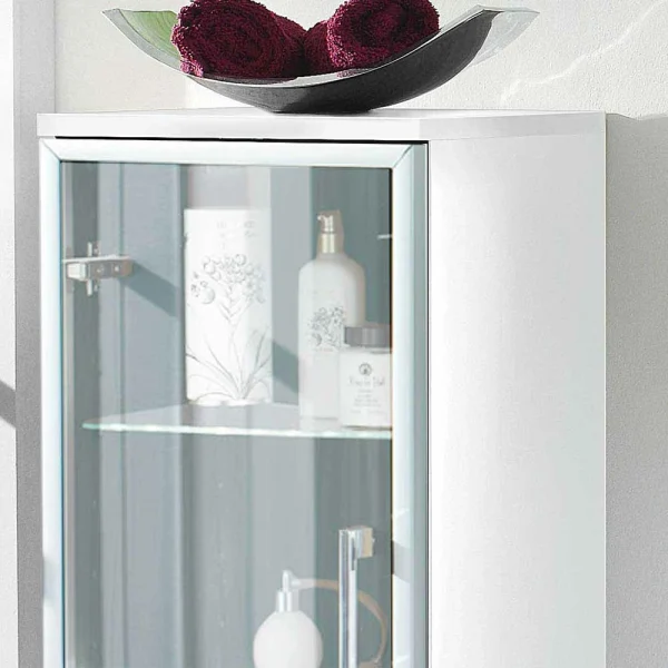 Weißer Bad Hochschrank Boisan Mit Glastür 4
