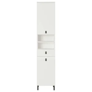 Weißer Badezimmer-Hochschrank Mit Metallgriffen – Sudessa 10