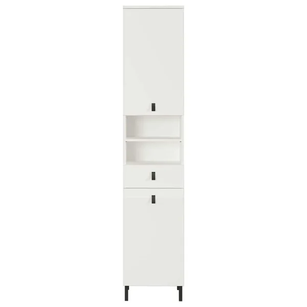 Weißer Badezimmer-Hochschrank Mit Metallgriffen – Sudessa 3