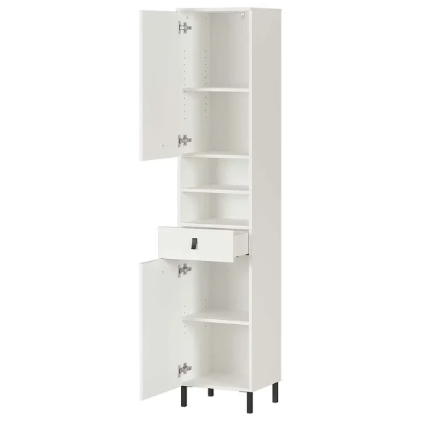 Weißer Badezimmer-Hochschrank Mit Metallgriffen – Sudessa 4