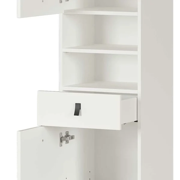Weißer Badezimmer-Hochschrank Mit Metallgriffen – Sudessa 5