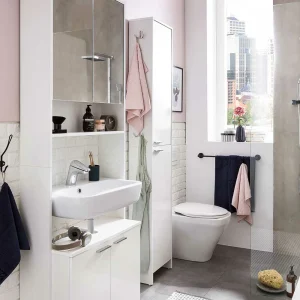 Weißer Badezimmer-Hochschrank Mit Zwei Türen – Taipunas 12