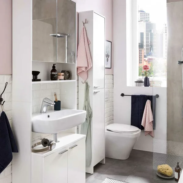 Weißer Badezimmer-Hochschrank Mit Zwei Türen – Taipunas 4