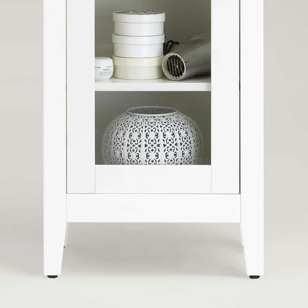 Weißer Badschrank Aus Holz Mit Glas Tür – Lousias 3