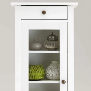 Weißer Badschrank Aus Holz Mit Glas Tür – Lousias 10