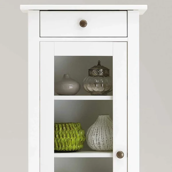 Weißer Badschrank Aus Holz Mit Glas Tür – Lousias 4